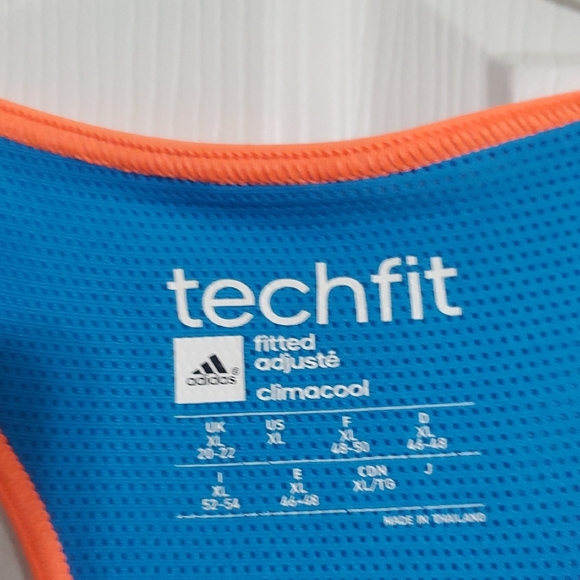 Adidas Women's Orange V-Neck Tee with Blue Accents Amd Blue Tank Top - Picture 3 of 5